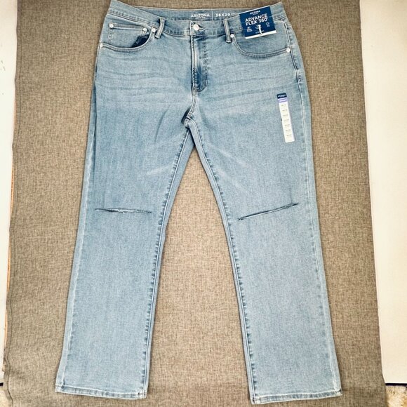 NEW! Mens Arizona Jean Advance Flex 360 Straight Jeans $50 Split Cut Knees 36X29 - Picture 2 of 13